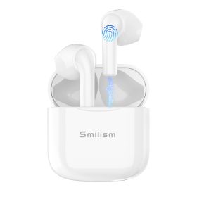 Smilism TWS Wireless Earbuds 5.0, 14.2mm HIFI Speaker Super mini design Touch Control in-Ear Headphones with Noise Reduction, Hi-Fi Stereo Audio, 15ho