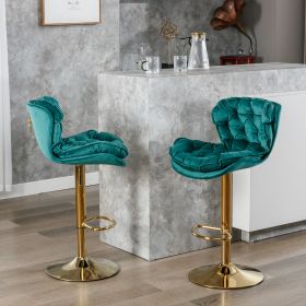 A&A Furniture,Swivel Bar Stools Set of 2, Velvet Counter Height Adjustable Barstools, Dining Bar Chairs Upholstered Modern Bar Stool for Kitchen Islan