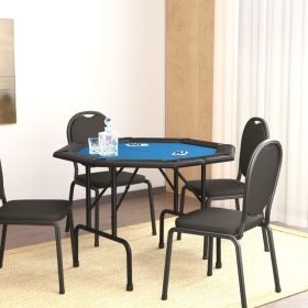 8-Player Folding Poker Table Blue 42.5"x42.5"x29.5"