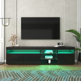 Modern Design TV Stands for TVs up to 80'', LED Light Entertainment Center, Media Console with Multi-Functional Storage, TV cabinet for Living room,Be