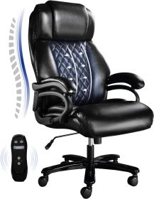 Big and Tall Office Chair, 500lbs High Back Large Executive Chair with Electric Airbag Heating High Back Computer Chair with Wide Seat, Black Ergonomi