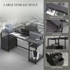 Office Computer Desk with LED Lights -black