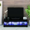 LED TV Stand for Up to 60 Inch TV,Modern High Gloss Entertainment Center with Open Shelf,TV Stand Console Table for Living Room,Bedroom