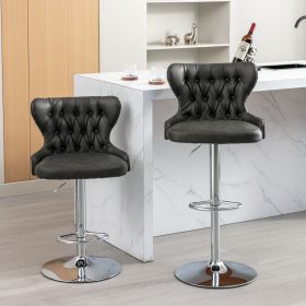 Swivel PU Barstools Adjusatble Seat Height from 25-33 Inch, Modern Upholstered Chrome base Bar Stools with Backs Comfortable Tufted for Home Pub and K