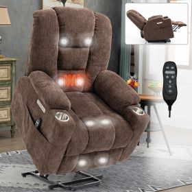 EMON'S Large Power Lift Recliner Chair with Massage and Heat for Elderly, Overstuffed Wide Recliners, Heavy Duty Motion Mechanism with USB and Type C