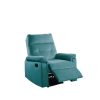 Luxurious Velvet Teal Blue Color Motion Recliner Chair 1pc Couch Manual Motion Plush Armrest Tufted Back Living Room Furniture Chair