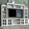 [VIDEO provided] ON-TREND Minimalism Entertainment Wall Unit with Bridge, Modern TV Console Table for TVs Up to 70", Multifunctional TV Stand with Tem