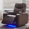 Power Motion Recliner with USB Charging Port and Hidden Arm Storage 2 Convenient Cup Holders Design and 360¬∞ Swivel Tray Table,Brown (old sku: SG0006