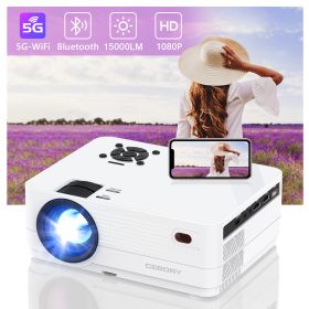 Native 1080P 5G WiFi Bluetooth Projector, 15000LM Full HD Movie Projector, 300" Display for Outdoor Movies Support 4k Home Theater, Compatible with iO