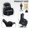 Up to 350lbs Okin Motor Power Lift Recliner Chair for Elderly, Heavy Duty Motion Mechanism with 8-Point Vibration Massage and Lumbar Heating, Two Cup