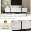 [VIDEO provided] ON-TREND White & Black Contemporary Rectangle Design TV Stand, Unique Style TV Console Table for TVs Up to 80'', Modern TV Cabinet wi