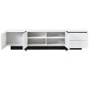 [VIDEO provided] ON-TREND White & Black Contemporary Rectangle Design TV Stand, Unique Style TV Console Table for TVs Up to 80'', Modern TV Cabinet wi