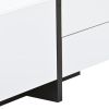 [VIDEO provided] ON-TREND White & Black Contemporary Rectangle Design TV Stand, Unique Style TV Console Table for TVs Up to 80'', Modern TV Cabinet wi