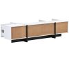 [VIDEO provided] ON-TREND White & Black Contemporary Rectangle Design TV Stand, Unique Style TV Console Table for TVs Up to 80'', Modern TV Cabinet wi