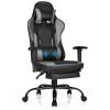 Massage Gaming Chair Recliner with Footrest and Adjustable Armrests for Home and Office-Black