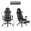 Massage Gaming Chair Recliner with Footrest and Adjustable Armrests for Home and Office-Black