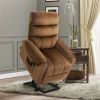 Brown Velvet Recliner Chair,Power Lift Chair with Vibration Massage, Remote Control