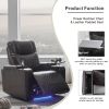 Power Motion Recliner with USB Charging Port and Hidden Arm Storage 2 Convenient Cup Holders Design and 360¬∞ Swivel Tray Table,Black(old sku: SG00063