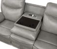 Gray 1pc Double Reclining Sofa w/ Drop Down Cup Holders, Power Outlets USB Ports Hidden Drawer Faux Leather Upholstery Comfortable Sofa Living Room Fu