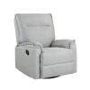 360 Degree Swivel Upholstered Manual Recliner Chair Theater Recliner Sofa Nursery Glider Rocker for Living Room, Grey