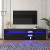 Modern Design TV Stands for TVs up to 80'', LED Light Entertainment Center, Media Console with Multi-Functional Storage, TV cabinet for Living room,Be