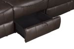 Dark Brown 1pc Double Reclining Sofa w/ Drop Down Cup Holders, Power Outlets USB Ports Hidden Drawer Faux Leather Upholstery Comfortable Sofa Living R