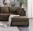 Modern Living Room 2-Piece Sectional Reversible Sofa Chaise Tufted Detail Brown Microfiber Upholstered Drop-Down Cup-holder Solid Wood Frame Furniture