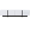 [VIDEO provided] ON-TREND White & Black Contemporary Rectangle Design TV Stand, Unique Style TV Console Table for TVs Up to 80'', Modern TV Cabinet wi