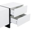 [VIDEO provided] ON-TREND White & Black Contemporary Rectangle Design TV Stand, Unique Style TV Console Table for TVs Up to 80'', Modern TV Cabinet wi