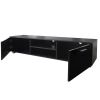 Black TV Stand for 70 Inch TV Stands; Media Console Entertainment Center Television Table; 2 Storage Cabinet with Open Shelves for Living Room Bedroom