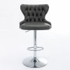 Swivel PU Barstools Adjusatble Seat Height from 25-33 Inch, Modern Upholstered Chrome base Bar Stools with Backs Comfortable Tufted for Home Pub and K