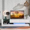 On-Trend TV Stand with Two Media Storage Cabinets Modern High Gloss Entertainment Center for 75 Inch TV, 16-color RGB LED Color Changing Lights for Li