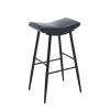 Counter Height Bar Stool Set of 2 for Dining Room Kitchen Counter Island, PU Upholstered Breakfast Stools With Footrest,Black