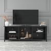 TV Stand Storage Media Console Entertainment Center,Tradition Black