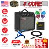 5 Core Guitar Amplifier Mini Bass Electric Guitar Amp 20W Portable Acoustic Guitar Amp w Aux Input Volume Bass Treble Control Black - GA 20 BLK