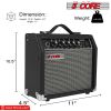 5 Core Guitar Amplifier Mini Bass Electric Guitar Amp 20W Portable Acoustic Guitar Amp w Aux Input Volume Bass Treble Control Black - GA 20 BLK