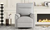 360 Degree Swivel Upholstered Manual Recliner Chair Theater Recliner Sofa Nursery Glider Rocker for Living Room, Grey