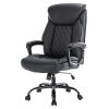 Computer Chair-Office Chair-Executive Office Chair with Fixed Armrests-Ergonomic Office Desk Chair High Back-Computer Chair with Wheels-Leather Office