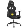 Massage Gaming Chair with Footrest Black Fabric