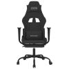 Massage Gaming Chair with Footrest Black Fabric