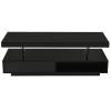 U-Can LED Coffee Table with Storage, Modern Center Table with 2 Drawers and Display Shelves, Accent Furniture with LED Lights for Living Room,Black