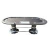 INO Design 96Inch Oval Black Speed Cloth Surface Wooden Texture Racetrack Poker Table With Metal Chip Tray