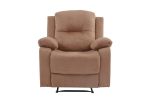 Elegant Modern Peat Color Microfiber Motion Recliner Chair 1pc Couch Manual Motion Plush Armrest Tufted Back Living Room Furniture