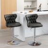 Swivel PU Barstools Adjusatble Seat Height from 25-33 Inch, Modern Upholstered Chrome base Bar Stools with Backs Comfortable Tufted for Home Pub and K