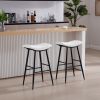 Counter Height Bar Stool Set of 2 for Dining Room Kitchen Counter Island, PU Upholstered Breakfast Stools With Footrest,Cream