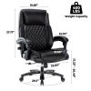 Executive Office Chair - 500lbs Heavy Duty Office Chair, Wide Seat Bonded Leather Office Chair with 30-Degree Back Tilt & Lumbar Support (Black)