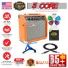 5 Core Guitar Amplifier Mini Bass Electric Guitar Amp 20W Portable Acoustic Guitar Amp w Aux Input Volume Bass Treble Control Orange GA 20 ORG