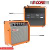 5 Core Guitar Amplifier Mini Bass Electric Guitar Amp 20W Portable Acoustic Guitar Amp w Aux Input Volume Bass Treble Control Orange GA 20 ORG