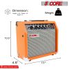 5 Core Guitar Amplifier Mini Bass Electric Guitar Amp 20W Portable Acoustic Guitar Amp w Aux Input Volume Bass Treble Control Orange GA 20 ORG