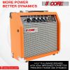 5 Core Guitar Amplifier Mini Bass Electric Guitar Amp 20W Portable Acoustic Guitar Amp w Aux Input Volume Bass Treble Control Orange GA 20 ORG